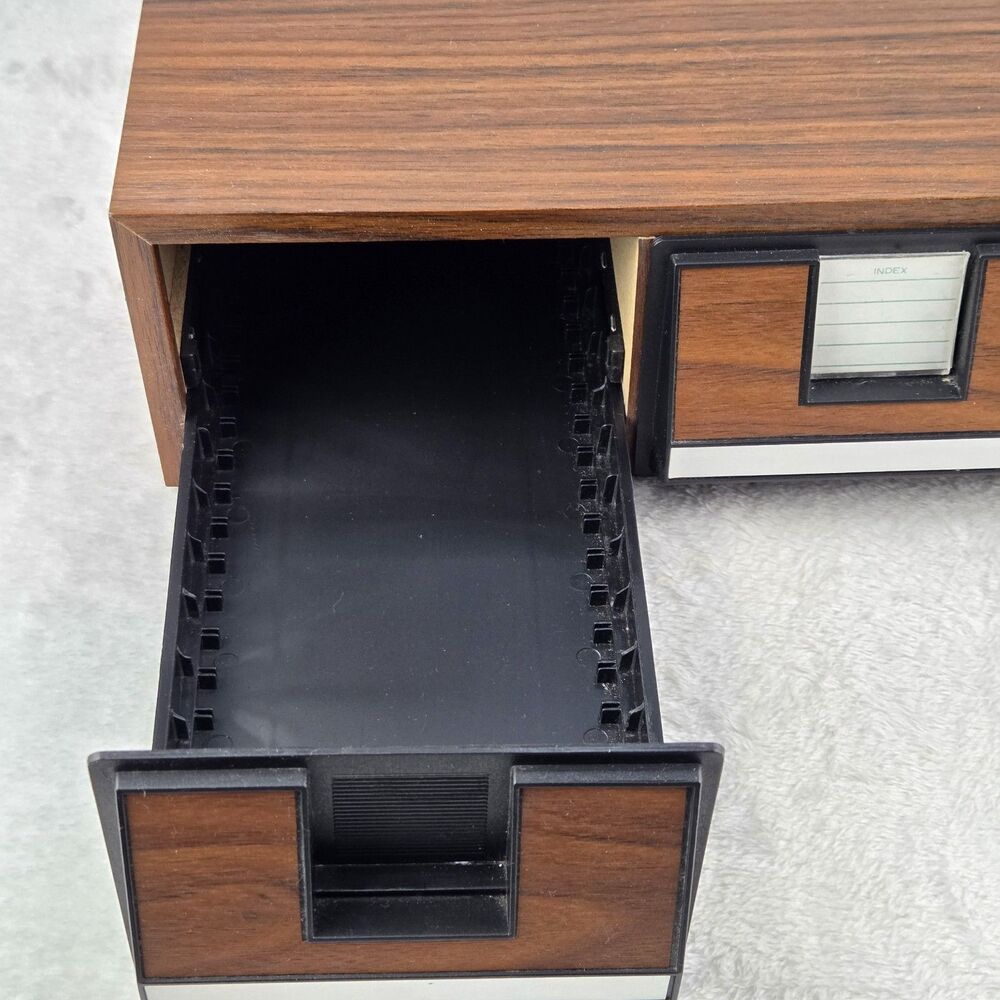 Vintage Add’n Stac Cassette Tape Storage Case 42 Capacity Faux Wood - Picture 4 of 15